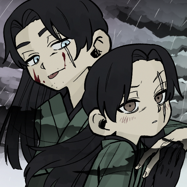 Picrew 1822696. Bian!Qiusheng left, non-possessed!Qiusheng right.